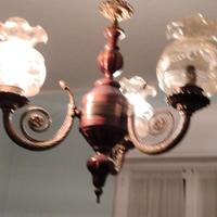 lampadario legno vetro antico 