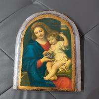 Quadro Icona Sacra Madonna dell'Uva in legno