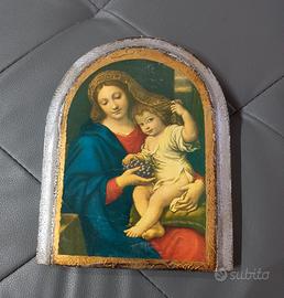Quadro Icona Sacra Madonna dell'Uva in legno
