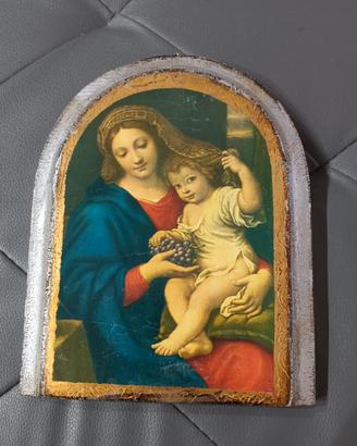 Quadro Icona Sacra Madonna dell'Uva in legno