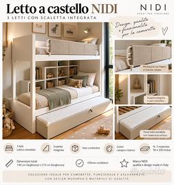 Letto a castello NIDI 3 letti + 3 materassi
