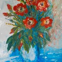 Quadro su tela-fiori rossi in vaso