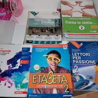 libri scolastici di 1 e 2 media