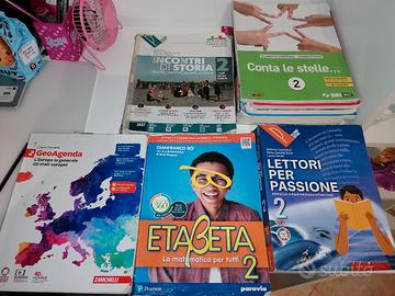 libri scolastici di 1 e 2 media