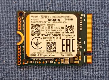 SSD M.2 NVMe 256GB Kioxia da PC originale Dell