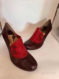 Scarpe da donna vintage eleganti rosse taglia 39