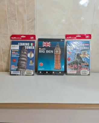 Puzzle 3D set di 3 modellini nuovi