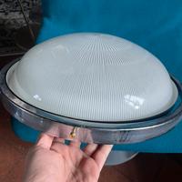 Lampada anni 60 acciaio e vetro