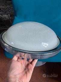 Lampada anni 60 acciaio e vetro