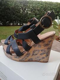 sandali donna neri con zeppa 