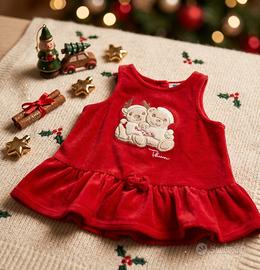 Vestito Natalizio Neonata THUN in velluto 3-6 mesi