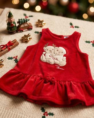 Vestito Natalizio Neonata THUN in velluto 3-6 mesi