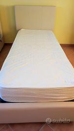 Letto contenitore singolo in ecopelle beige