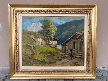 Francesco Sartorelli-Olio-Paesaggio alpino 1930