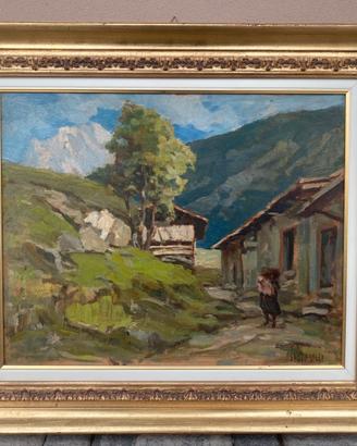 Francesco Sartorelli-Olio-Paesaggio alpino 1930