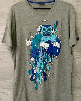 T-shirt grigia con stampa Fishbone