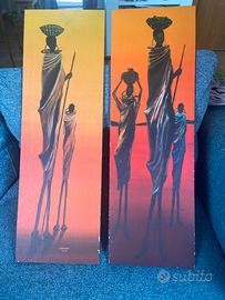 Quadri in legno con disegni africani