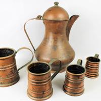 Set in rame con caraffa e 4 bicchieri