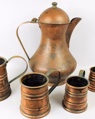 Set in rame con caraffa e 4 bicchieri