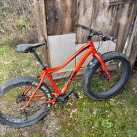 Bicicletta mountain bike rossa ruote larfge