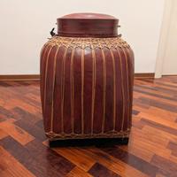 Vaso contenitore vintage in bamboo laccato