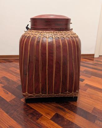 Vaso contenitore vintage in bamboo laccato