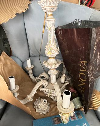 Lampadario e 2 Abat Jour Capodimonte