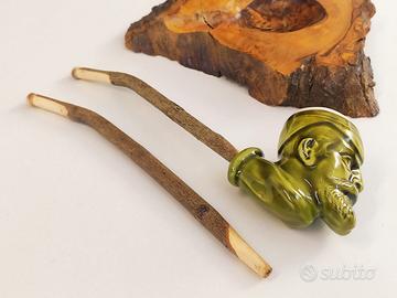 Pipa CHIOGGIOTTA testa verde in terracotta