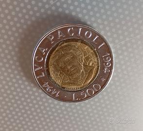 Moneta da collezione 500 lire  Luca Pacioli
