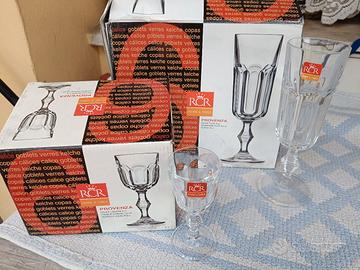set da 6 calici liquore e set da 6 calici flute.