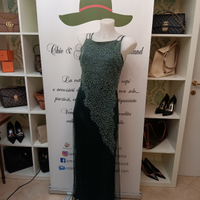 VESTITO GIOIELLO DA SERA ELEGANTISSIMO verde scuro
