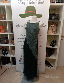 VESTITO GIOIELLO DA SERA ELEGANTISSIMO verde scuro