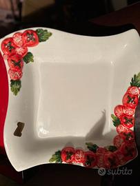 Vassoio nuovo quadrato x frutta ceramica Bassano