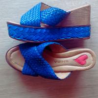 Ciabatte con zeppa Shira blu