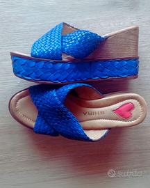 Ciabatte con zeppa Shira blu