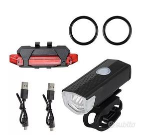 Set Kit luci bici bicicletta mtb ricaricabili usb