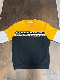 Felpa Fila Girocollo Nero Giallo Bianco Taglia M