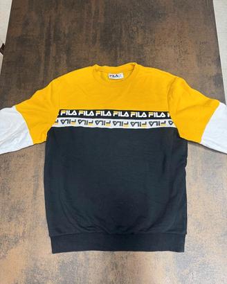 Felpa Fila Girocollo Nero Giallo Bianco Taglia M