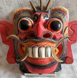 Maschera Balinese artigianale Ranga regina dei dem