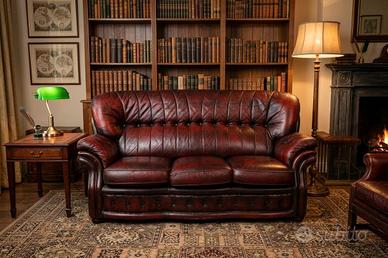 Divano Chesterfield bergere 3 posti in pelle