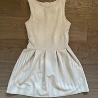 Vestito bambina a righe bianche e beige