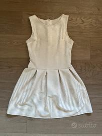 Vestito bambina a righe bianche e beige