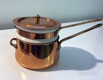 Pentola Bagnomaria Rame e Ceramica  Vintage 18cm