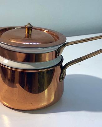 Pentola Bagnomaria Rame e Ceramica  Vintage 18cm