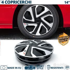 4 Copricerchi per PEUGEOT 14'' Silver e Nere ST