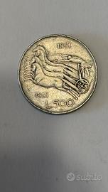 MONETA 500 Lire Argento per l'Unita' d'Italia 1861