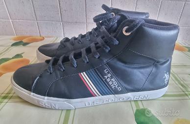 Sneakers alte uomo pelle blu n.45