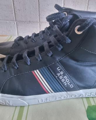 Sneakers alte uomo pelle blu n.45