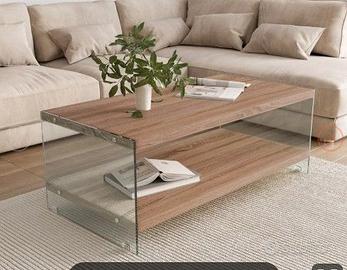 Tavolino NUOVO 120x45h cm rovere e vetro