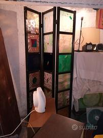 Separe' legno e vetri colorati anni 80